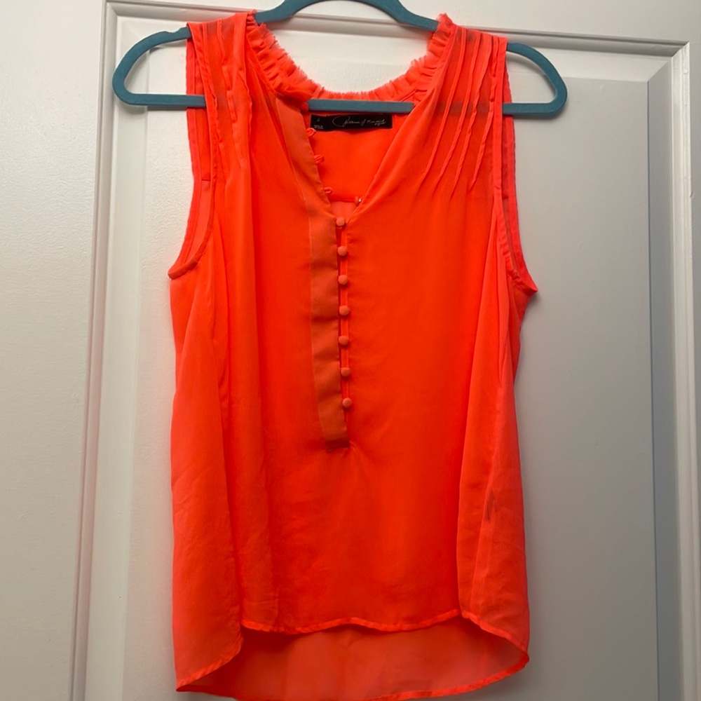 See through coral/orange top
